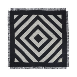 Geometric Mirage print silk scarf Cream Delisart