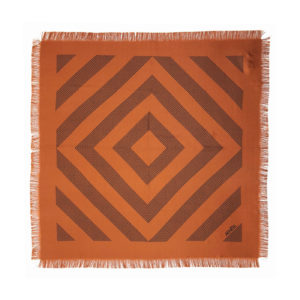 Geometric Mirage print silk scarf Terracotta