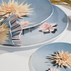 Fiore Plate Blue Pink Large Set of 2