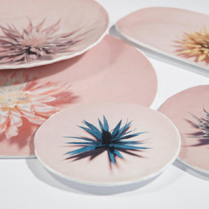 Fiore Plate Pink Yellow Large Set of 2