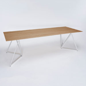 Steel Stand Oak Table