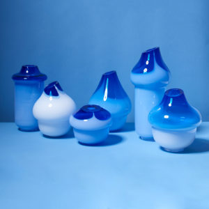 Volcano Glass Vase Blue Medium